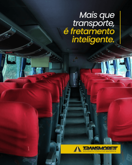 Post do Instagram da Transmorett: interior do ônibus executivo, mais que transporte, fretamento inteligente