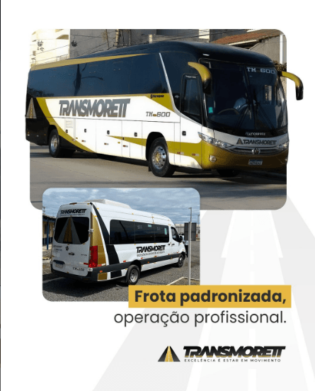 Post do Instagram da Transmorett: frota padronizada, operação profissional
